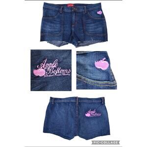 VTG Y2K OG Apple Bottoms Shorts No Pockets Nelly Pink Logo Rare SZ 14 Fits 12